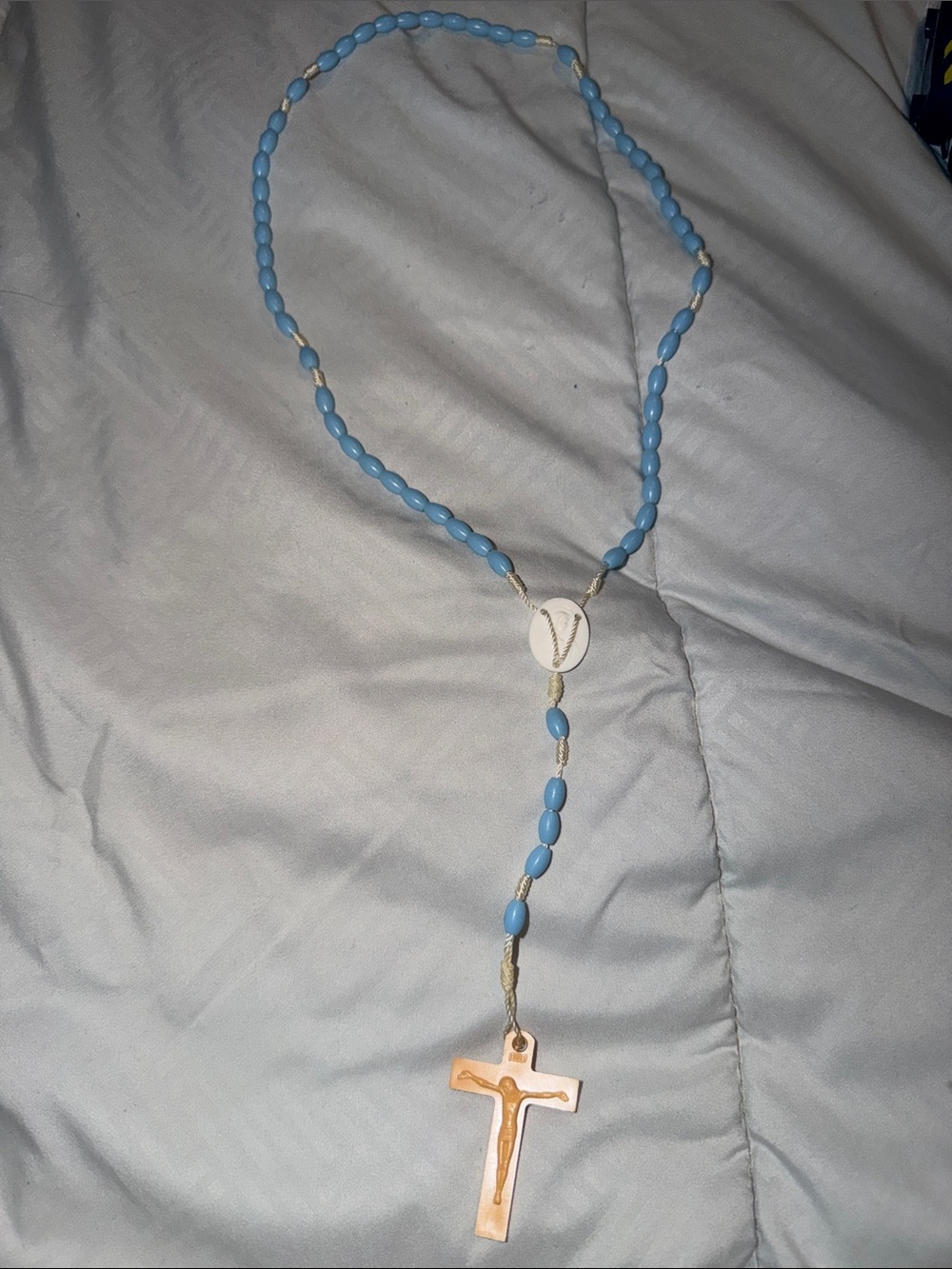 Vintage plastic Missionary Rosary Blue